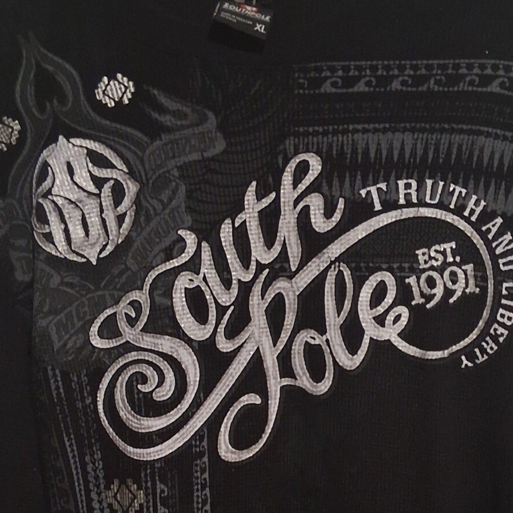 Y2k SouthPole Mens size XL Waffle Knit Thermal Graffic Grungecore Streetwear Tee - Picture 10 of 11